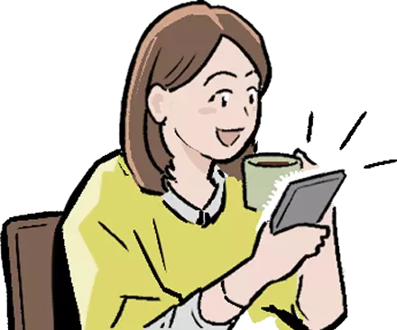 スマートフォンで京大mapを使っている様子のイラスト